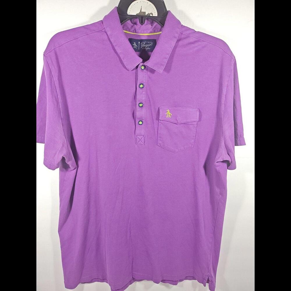 Penguin Munsingwear Classic Pocket Men's Size Large Purple Polo Shirt